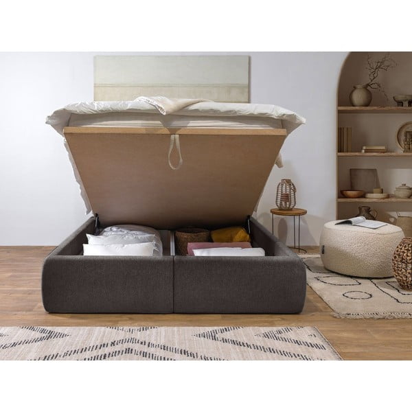 Tumehall polsterdatud kaheinimesevoodi koos panipaiga ja voodipõhjaga 180x200 cm Garance - Bobochic Paris-image-3