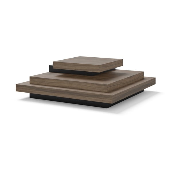 Must-puiduvärvi pähklipuu dekooriga diivanilaud 110x110 cm Slate - TemaHome-image-2