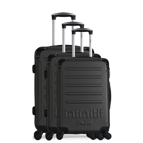 Sada 3 tmavě šedých cestovních kufrů na kolečkách Infinitif Horten-A