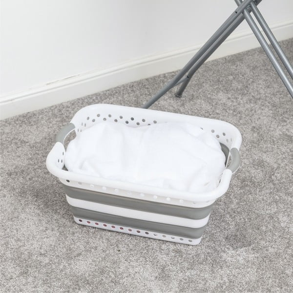 Valge-hall plastikust pesukorv 40 l - Addis-image-1