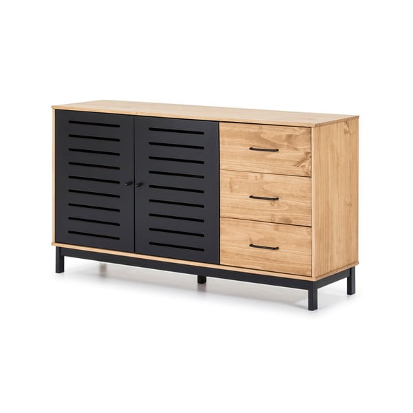 Puidust konstruktsiooniga ja mustade detailidega kapp, laius 141 cm Alessia - Marckeric-image-3