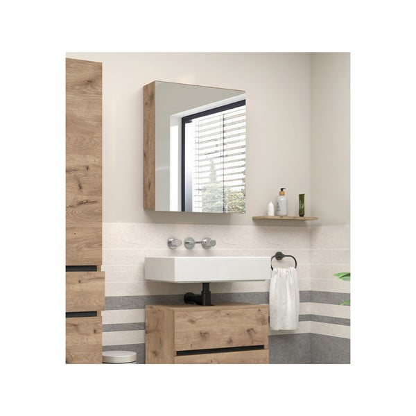 Tammepuidust rippkapp koos peegliga 60x70 cm Wisla - Støraa-image-4