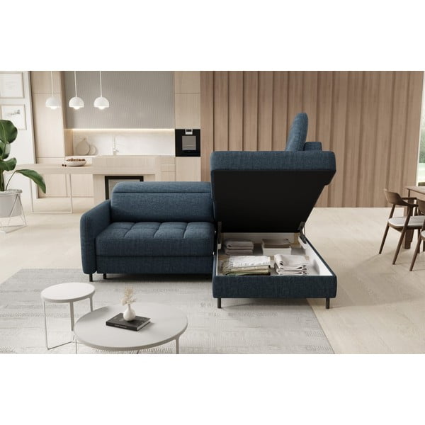 Sinine sametist lahtikäiv/sahtliga nurgadiivan (parem nurk/L-kujuline) Barea – ELTAP-image-4