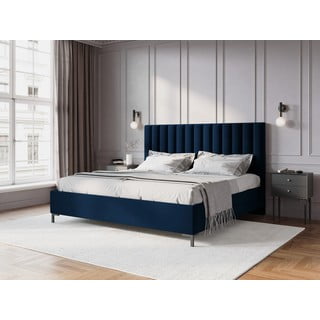 Tumesinine polsterdatud kaheinimese voodi koos voodipõhja ja panipaigaga 180x200 cm Casey - Mazzini Beds
