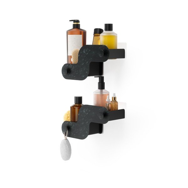 Mattmustad plastmassist vannitoa riiulid 2 tk ilma puurimiseta Nami - Umbra