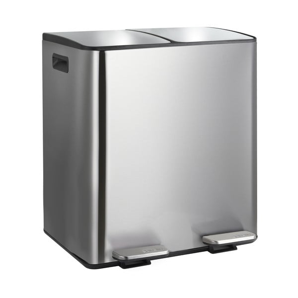 Matt hõbedane terasest prügikast 2x20 l sorteeritud jäätmete jaoks/pedaaliga Aliya - Spirella