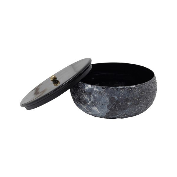 Must metallist hoiukarp kaanega/dekoratiivne ø 16,5x7,5 cm Mosaic Marble – PT LIVING-image-1