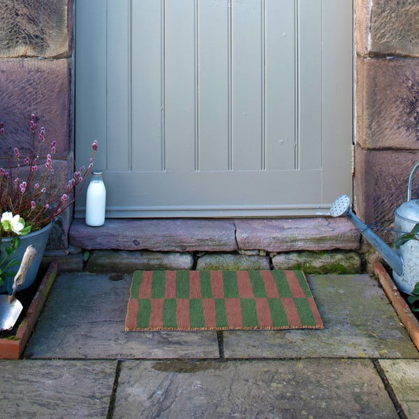 Kookoskiududest uksematt 40x60 cm Pink & Green Half Stripes - Artsy Doormats-image-4