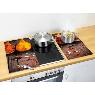 Karastatud klaasist katte komplekt pliidi äärde 2tk 52x30 cm Curry - Allstar
