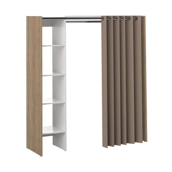 Valge-pruun tamme värvi riidekapp 160x182 cm Tom - TemaHome-image-2