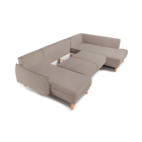 Taupe värvi velvetist diivanvoodi/panipaigaga nurgadiivan (parempoolne/U-kujuline) Tori - Bonami Selection-image-2