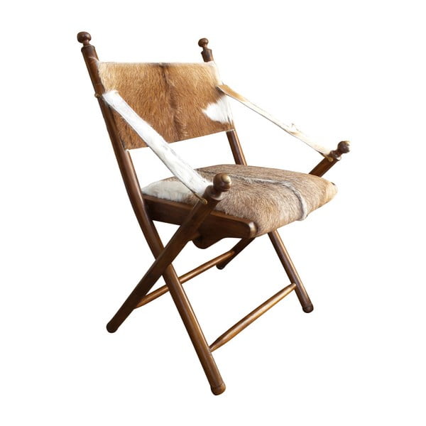 Židle z teakového dřeva a kozí kůže Orchidea Milano Sion