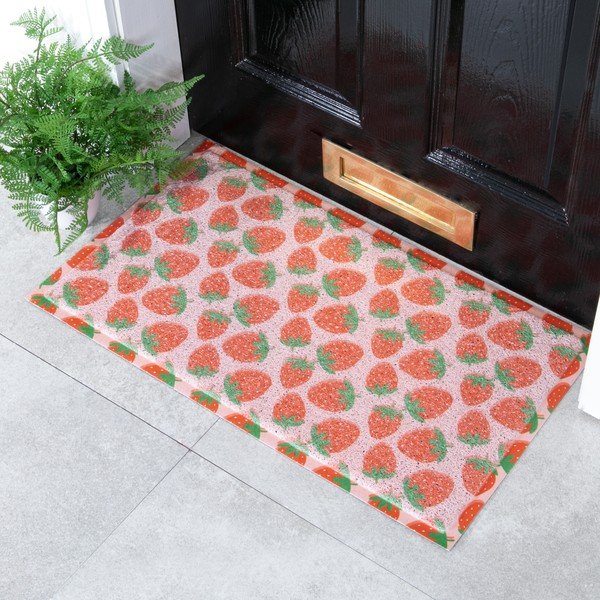 PVC uksematt 40x70 cm Pink Strawberry - Artsy Doormats-image-1