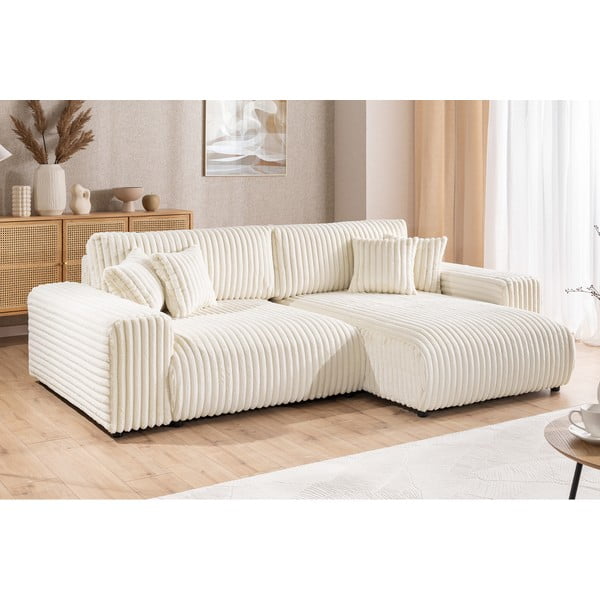 Kreem velvetist nurgadiivanvoodi koos panipaigaga (parem nurk) Sarina - Ropez-image-4