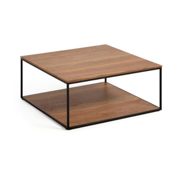 Pruun kohvilaud pähklipuidust lauaplaadiga 80x80 cm Yona - Kave Home