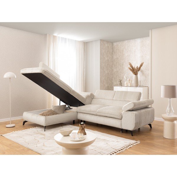 Kreemikas sametist nurgadiivan (vasak nurk/L-kujuline) Marbeya - Ropez-image-4