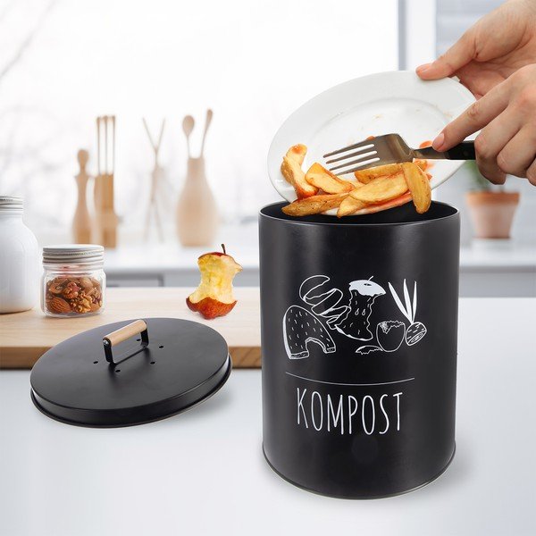 Must komposteeritav prügikonteiner 8 l BLACK - Orion-image-1