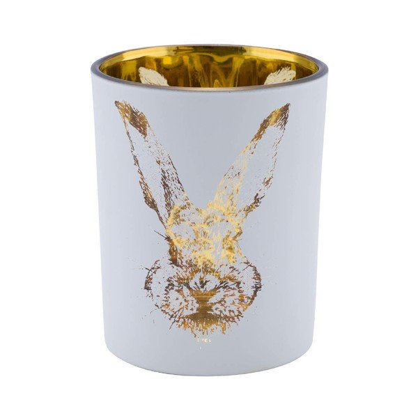 Valge klaasist küünlajalg Bunny - Ego Dekor