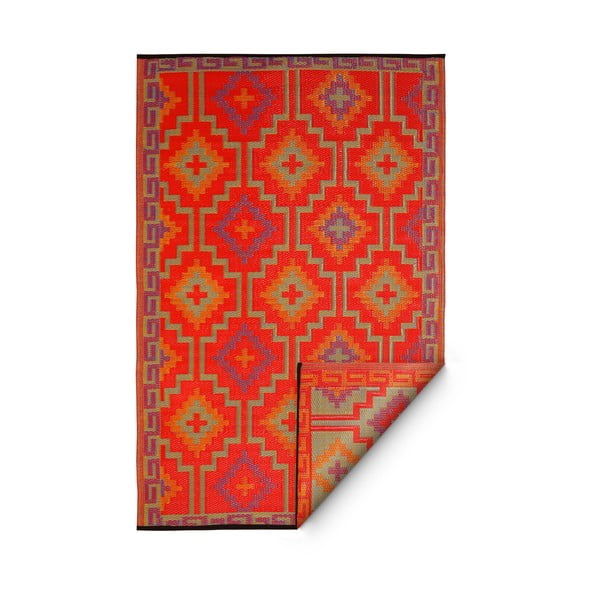 Oranž ja lilla kahepoolne õuevaip taaskasutatud plastikust oranž ja lilla, 120 x 180 cm Lhasa - Fab Hab-image-2