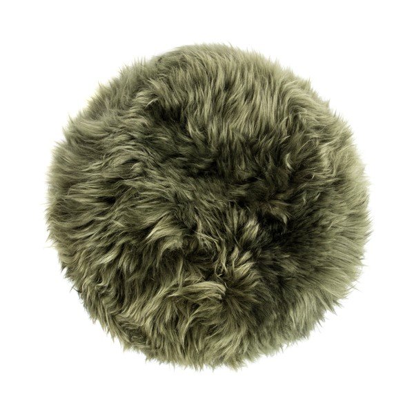 Stolička s tmavě zeleným sedákem z ovčí kožešiny Royal Dream, ⌀ 30 cm-image-1