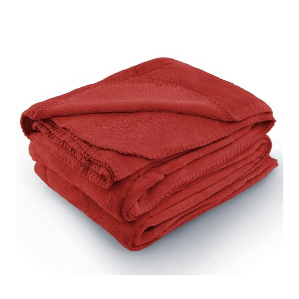 Červená deka z mikrovlákna AmeliaHome Tyler, 220 x 240 cm
