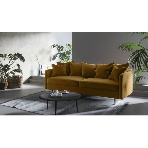 Mesi kollane sametne diivan , 214 cm Esme - Ghado-image-1