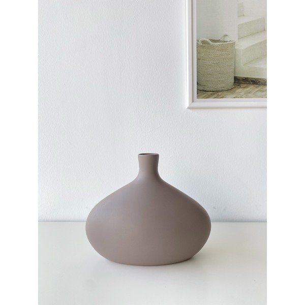 Pruunikas hall keraamiline vaas , kõrgus 20 cm Platy - Rulina-image-1