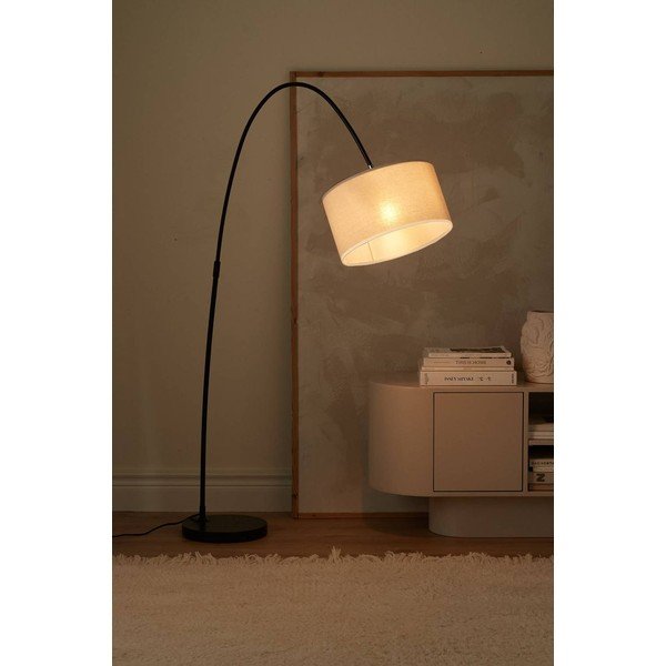 Valge/must kangast põrandalamp painutatava konstruktsiooniga (kõrgus 145 cm) Arc - Ellos Home-image-1