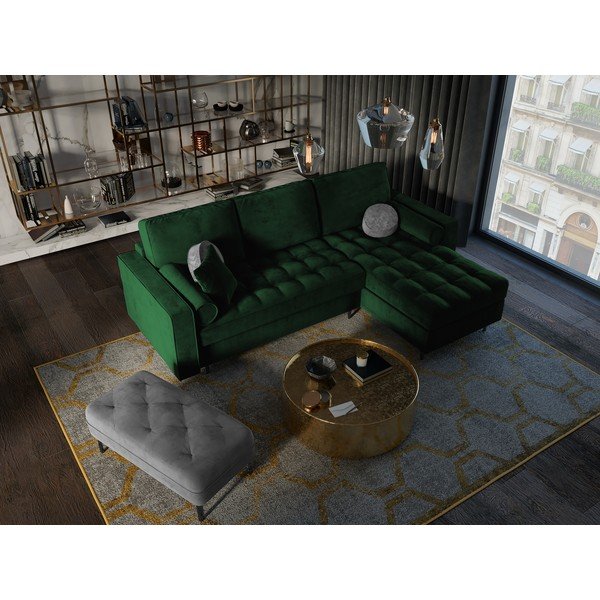 Roheline sametne nurgadiivan , paremas nurgas Santo - Milo Casa-image-1