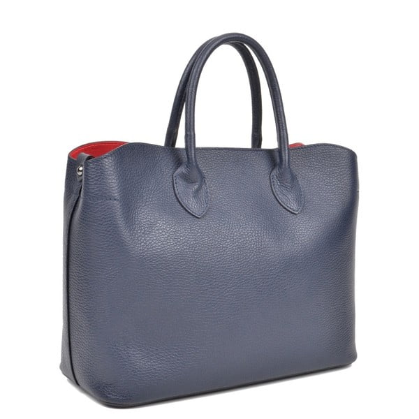 Tmavě modrá kožená kabelka Isabella Rhea Shopping Blu