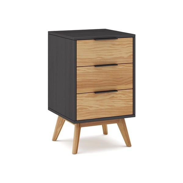 Naturaalset värvi männipuidust öökapp Lavis - Marckeric-image-2