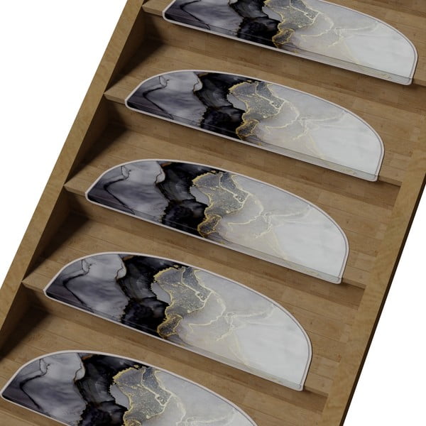 Must-valged trepivaibad 16 tk komplektis 20x65 cm Golden Marble - Vitaus-image-1