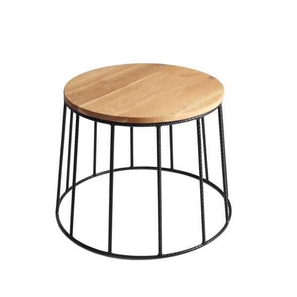 Konferenční stolek s černou konstrukcí a deskou v dekoru dubového dřeva Custom Form Memo, ⌀ 50 cm