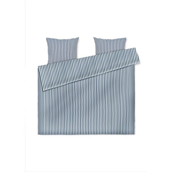 Valge ja tumesinine laiendatud krepp voodipesu kaheinimesevoodile 200x220 cm Bæk&Bølge - JUNA