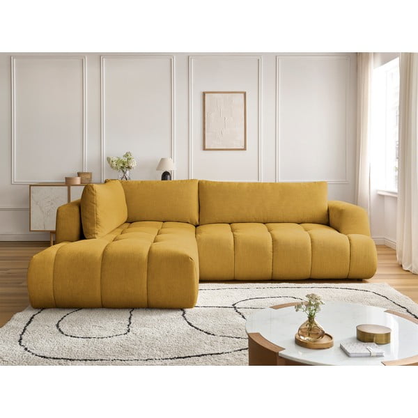 Pikendatav/panipaigaga nurgadiivan sinepikarva värvi (vasak nurk/L-kujuline) Fuji - Bobochic Paris-image-1