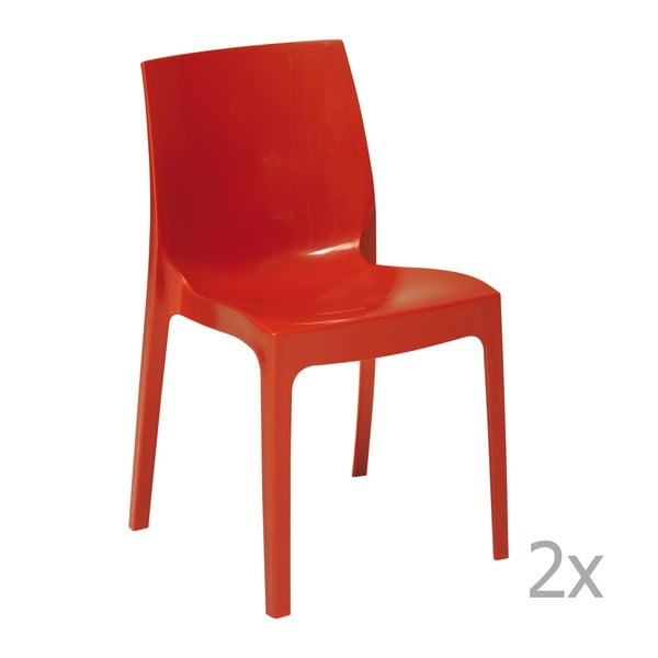 Sada 2 červených jídelních židlí Castagnetti Ice