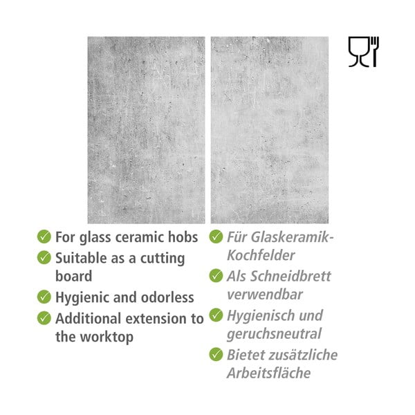 Karastatud klaasist katte komplekt pliidi äärde 2tk 52x30 cm Concrete - Allstar-image-4