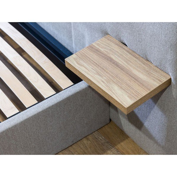 Helehall polsterdatud kaheinimese voodi, millel on riiulid 160x200 cm ja panipaik Blandine - Bobochic Paris-image-4