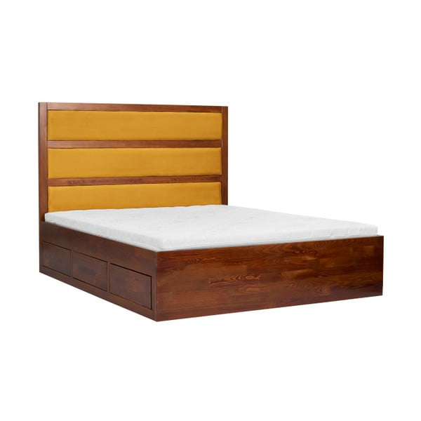 Dvoulůžková postel z masivního borovicového dřeva SKANDICA Magnus Dark, 160 x 200 cm