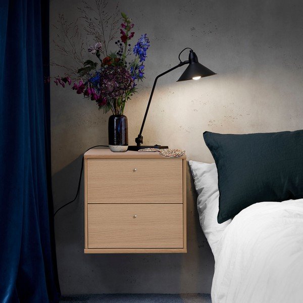 Rippuv öökapp koos riiulitega tammepuidust dekooriga Mistral - Hammel Furniture-image-1