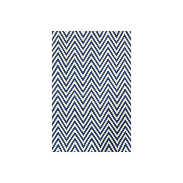Vlněný koberec Zig Zag Dark Blue, 240x155 cm