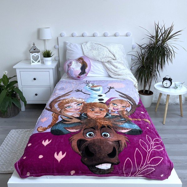 Lilla mikroflanellist lastetekk 100x150 cm Frozen Family - Jerry Fabrics-image-2