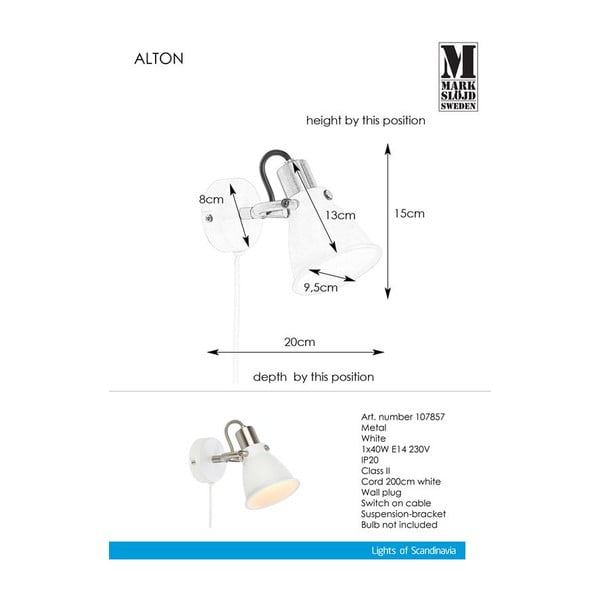 Valge seinalamp Alton - Markslöjd-image-1