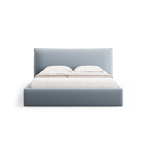 Helesinine polsterdatud kaheinimesevoodi koos voodipõhja ja panipaigaga 160x200 cm Elio - Milo Casa-image-4
