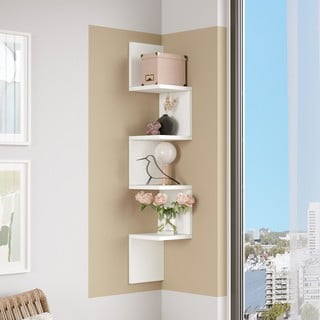 Valge raamaturiiul seinale 22x117 cm Laura – Kalune Design