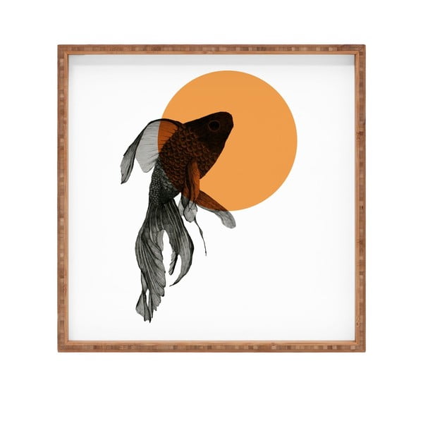 Puidust dekoratiivne serveerimistaldrik Golden Fish, 40 x 40 cm - Unknown