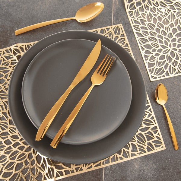 24-osaline kuldne roostevabast terasest söögiriistade komplekt Gold - Orion-image-1