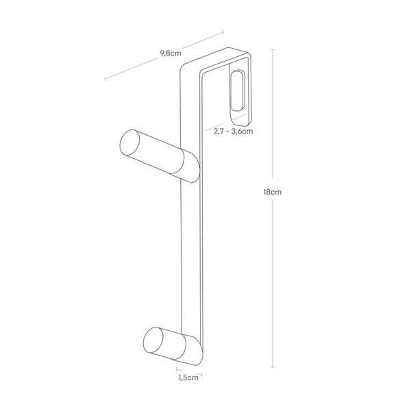 Must metallist uksele riputatav nagi 1,5 cm Tower - YAMAZAKI-image-4