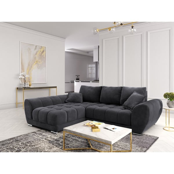 Tumehall nurgadiivan sametiga, vasakpoolne nurk, vasakpoolne nurk. Nuage - Windsor & Co Sofas-image-1