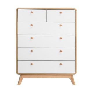 Kõrge tammedekooriga valge kummut 81x104 cm Caitlin - Støraa